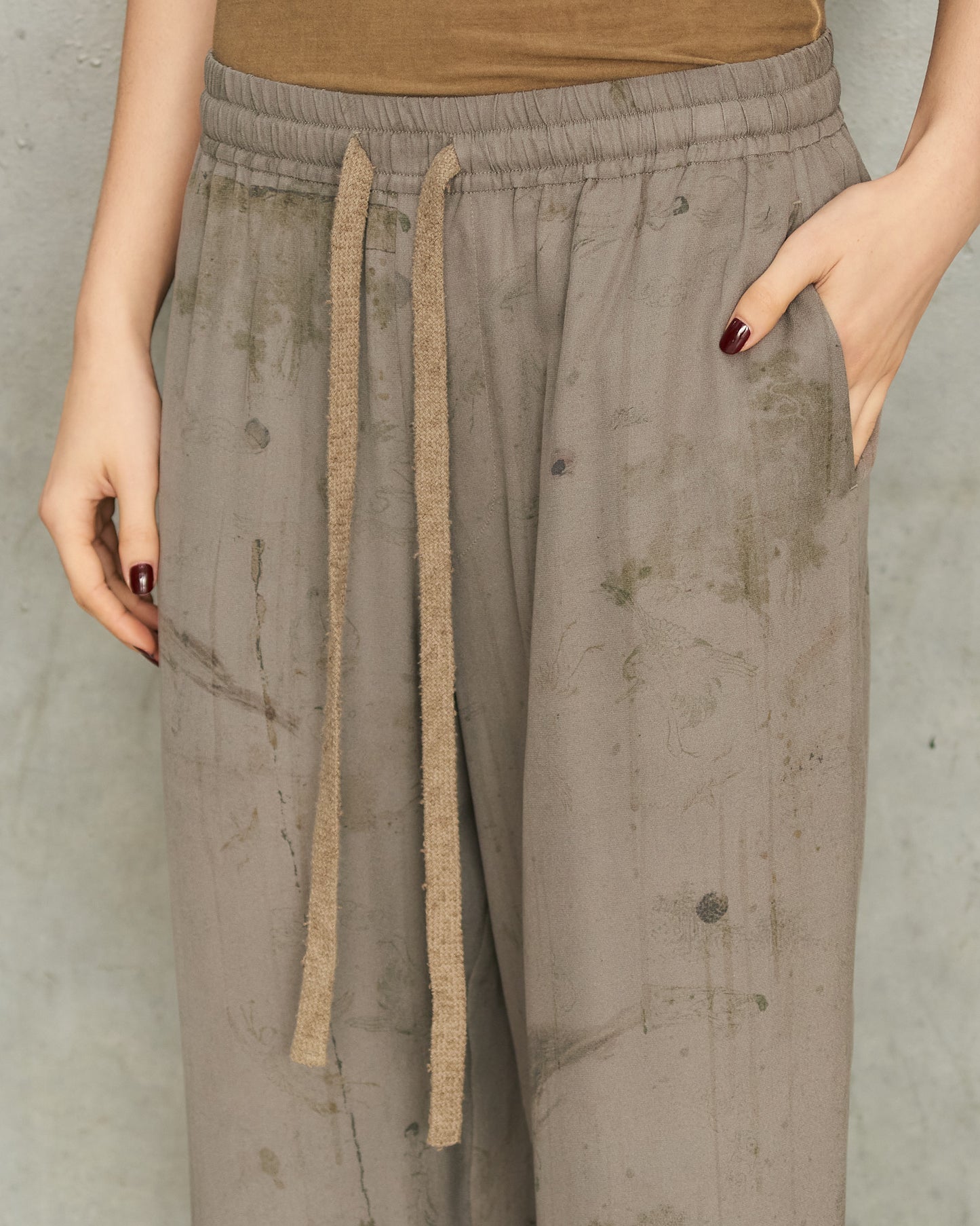 Smoke Grey Print Trousers