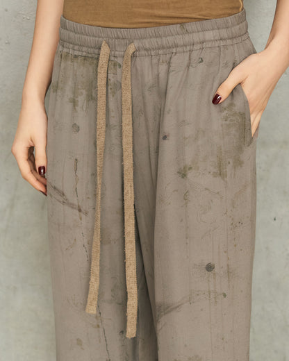 Smoke Grey Print Trousers