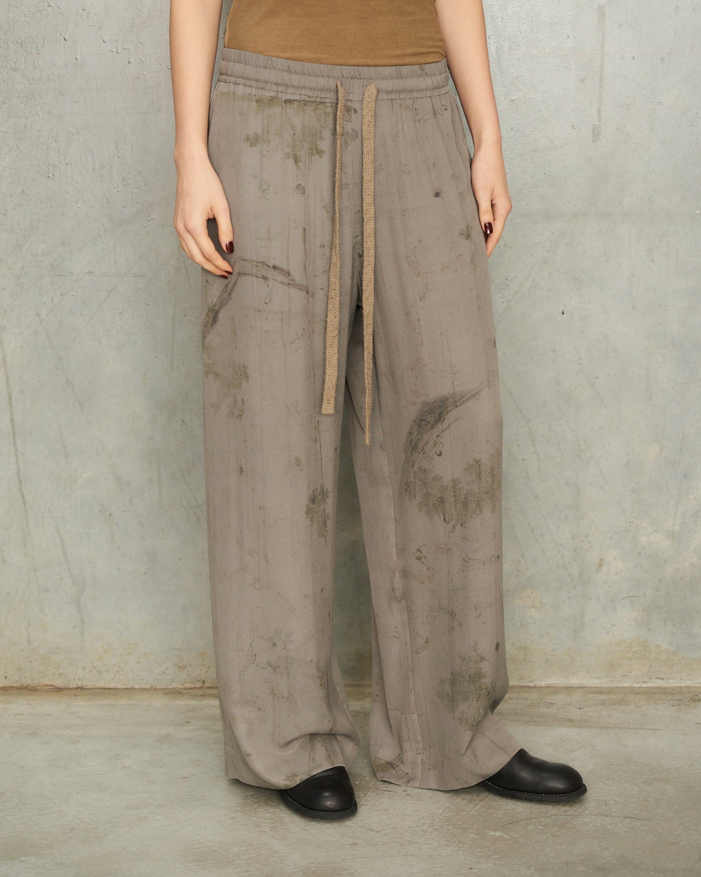 Smoke Grey Print Trousers