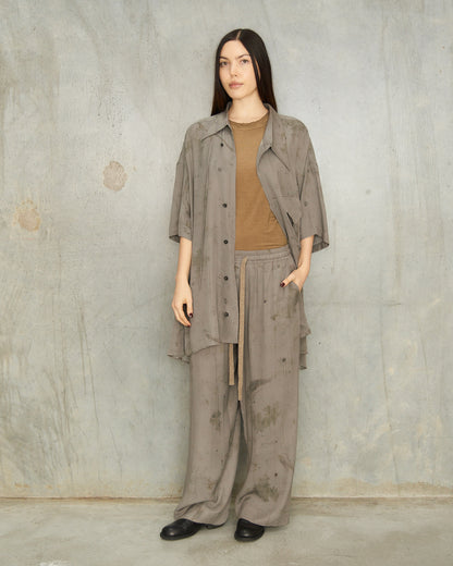 Smoke Grey Silk Asymmetric Shirt