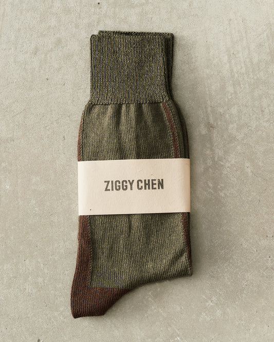 Khaki Two Tone Linen Socks