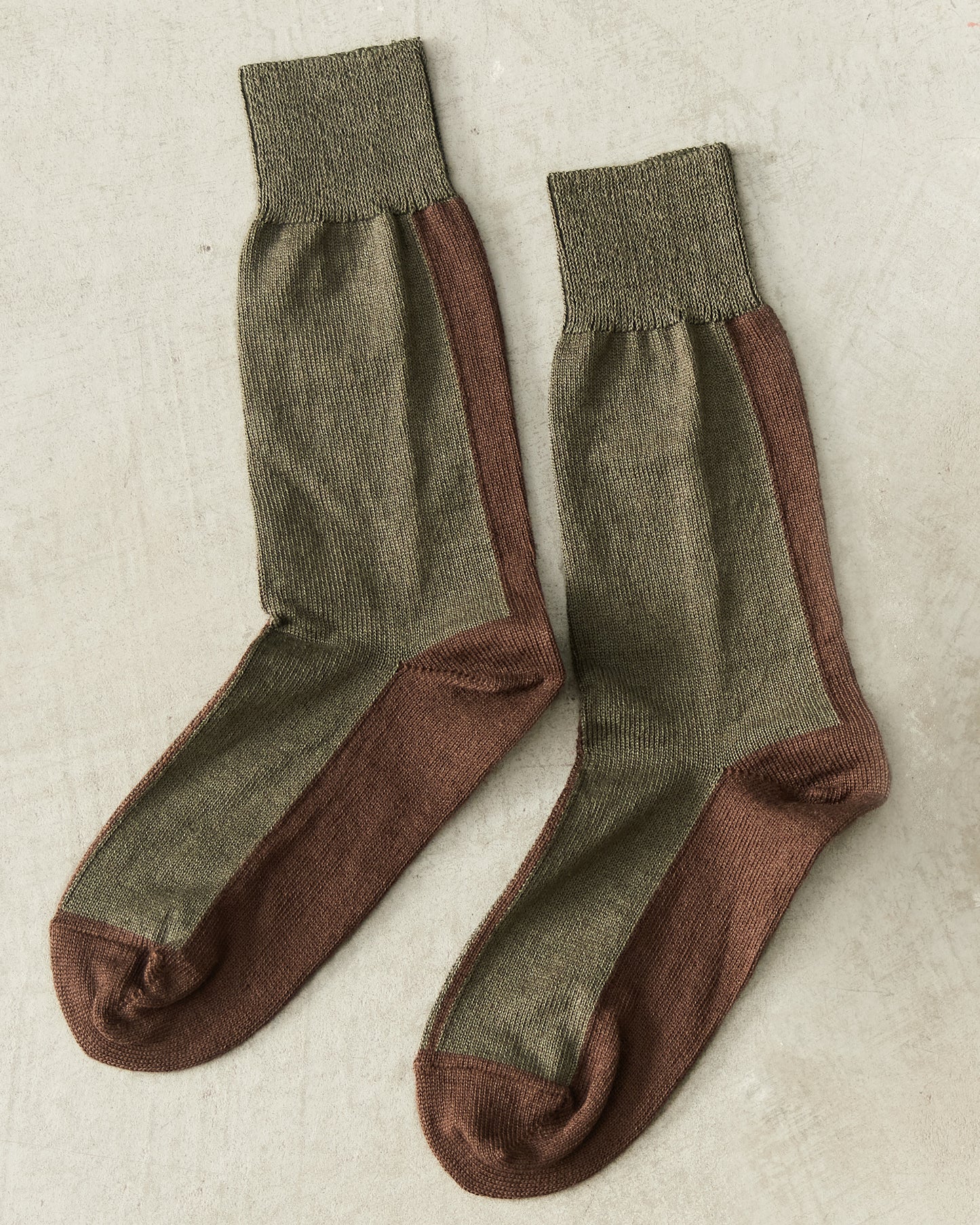 Khaki Two Tone Linen Socks
