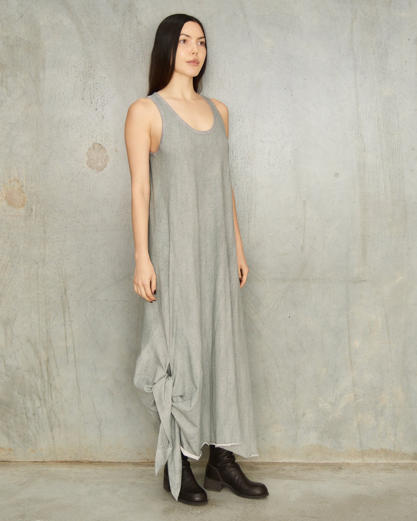 Steel Blue Knotted Tank Dress