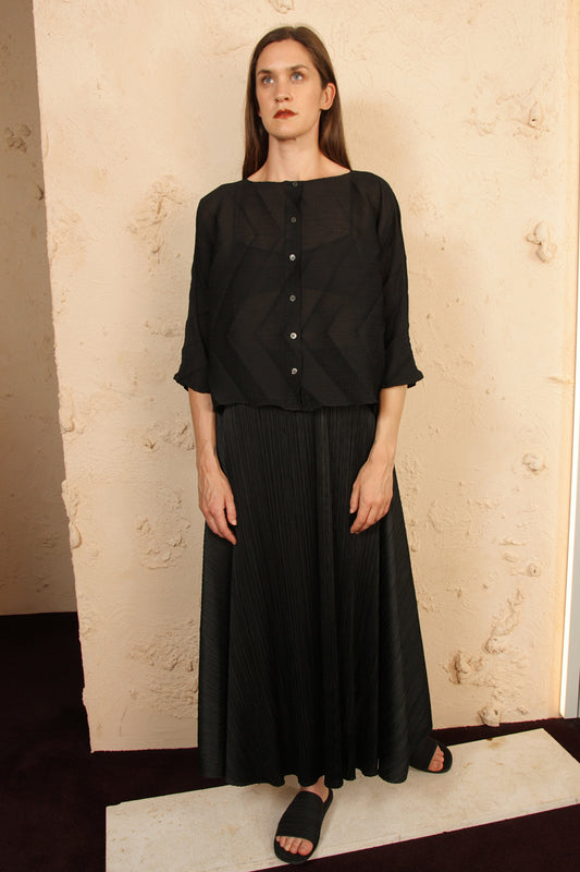 Ornament Crepe Cardigan Black