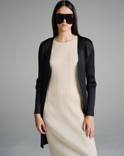 Basic Black Pleated Longline Cardigan