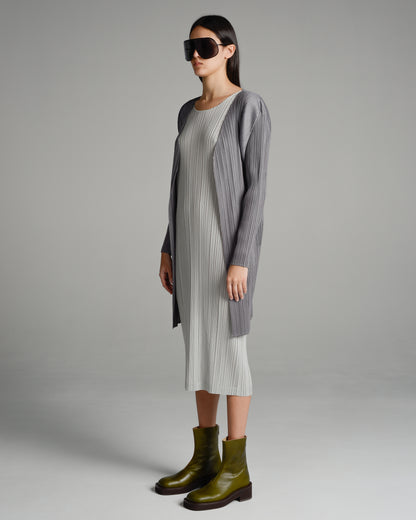 Basic Grey Pleated Longline Cardigan