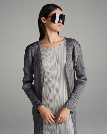 Basic Grey Pleated Longline Cardigan