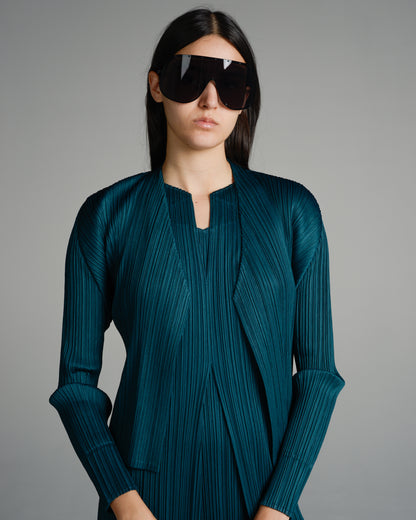 Viridian Pleated Cardigan