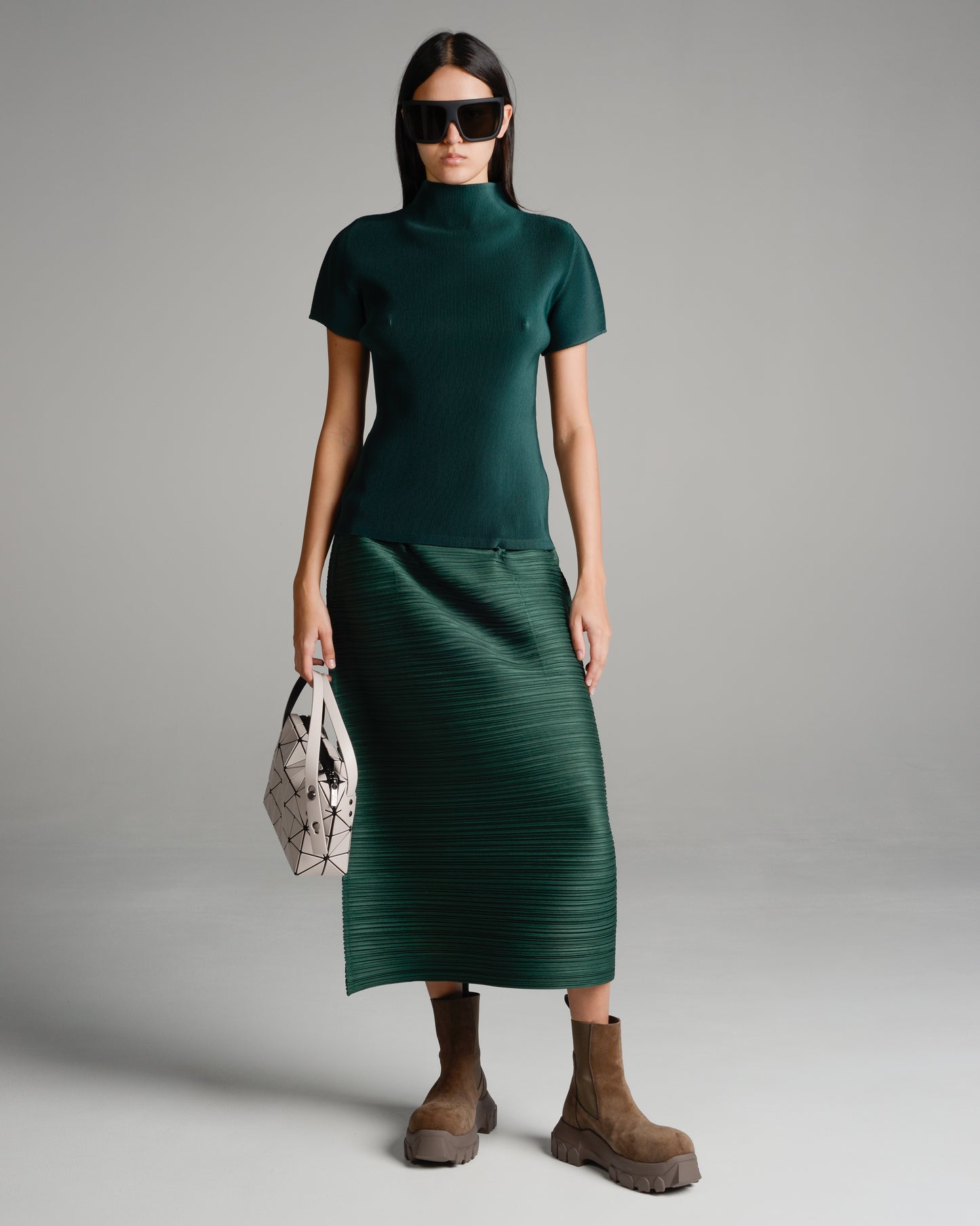 Dark Green Mist Pleats T-Shirt