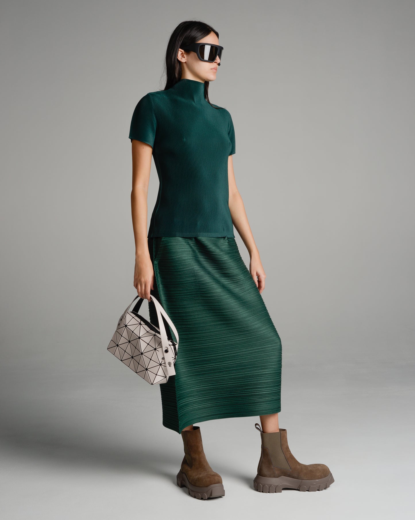 Dark Green Mist Pleats T-Shirt