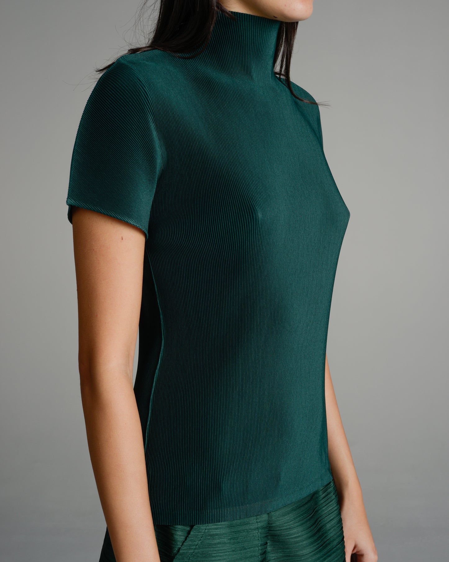 Dark Green Mist Pleats T-Shirt