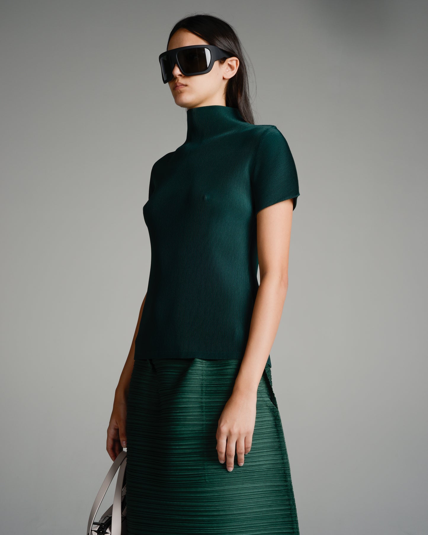 Dark Green Mist Pleats T-Shirt