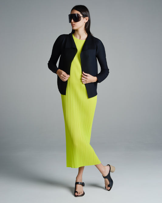 Black Micropleated Square Cardigan