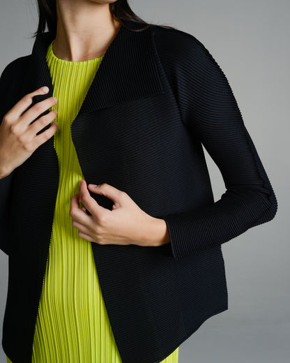 Black Micropleated Square Cardigan