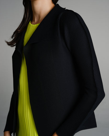 Black Micropleated Square Cardigan
