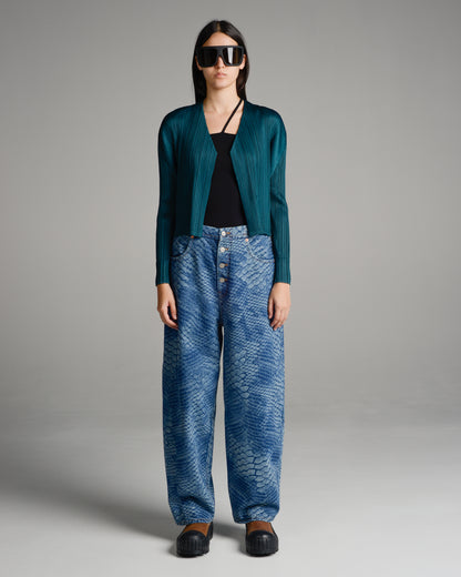 Viridian Pleated Cardigan