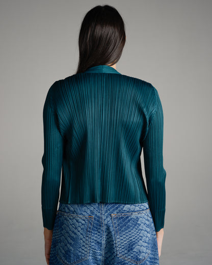 Viridian Pleated Cardigan