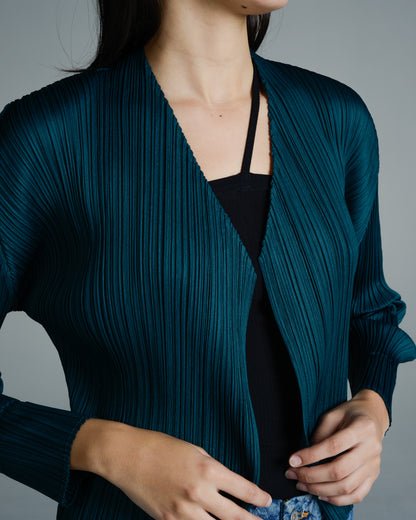 Viridian Pleated Cardigan