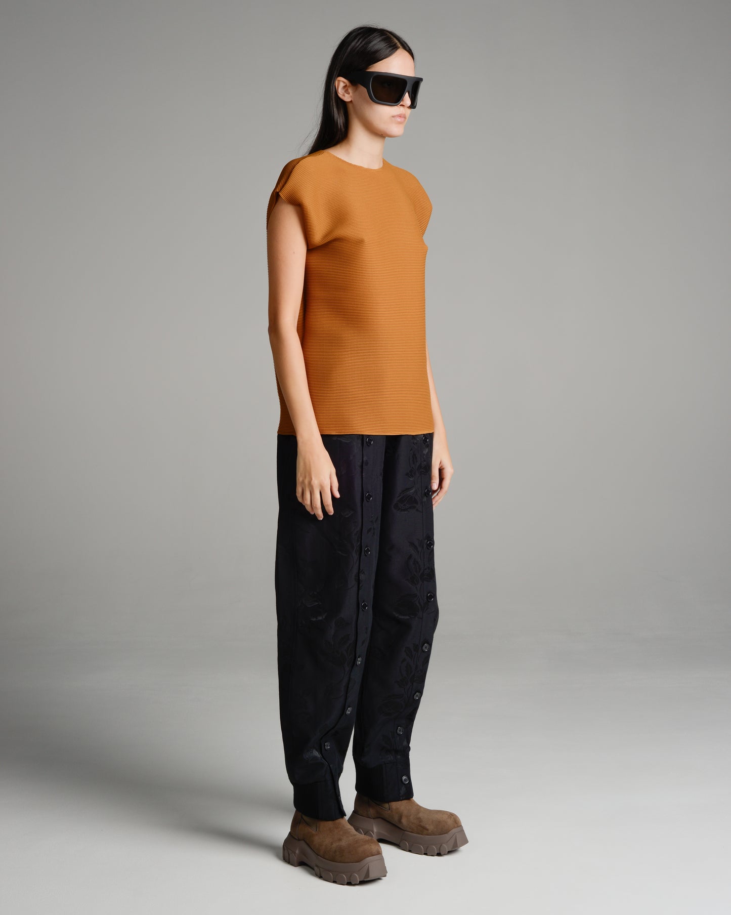 Brown Micropleated Square Top