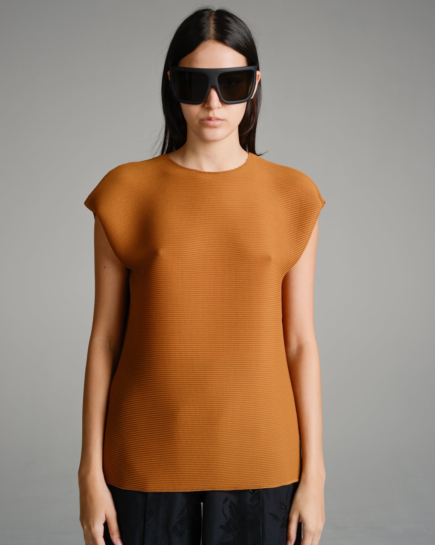 Brown Micropleated Square Top