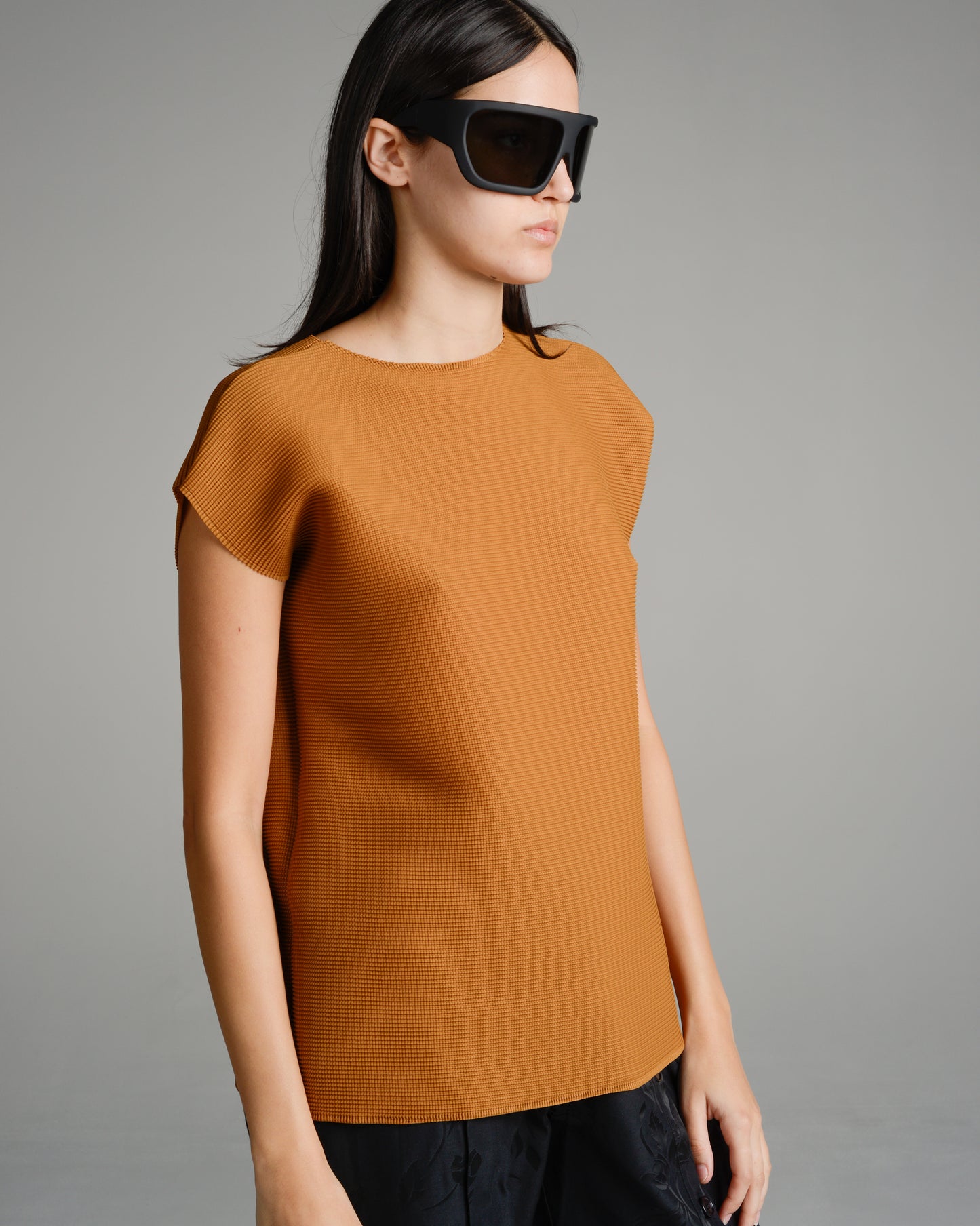 Brown Micropleated Square Top