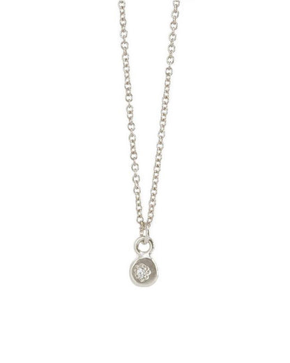 Gem Charm Necklace Silver Diamond