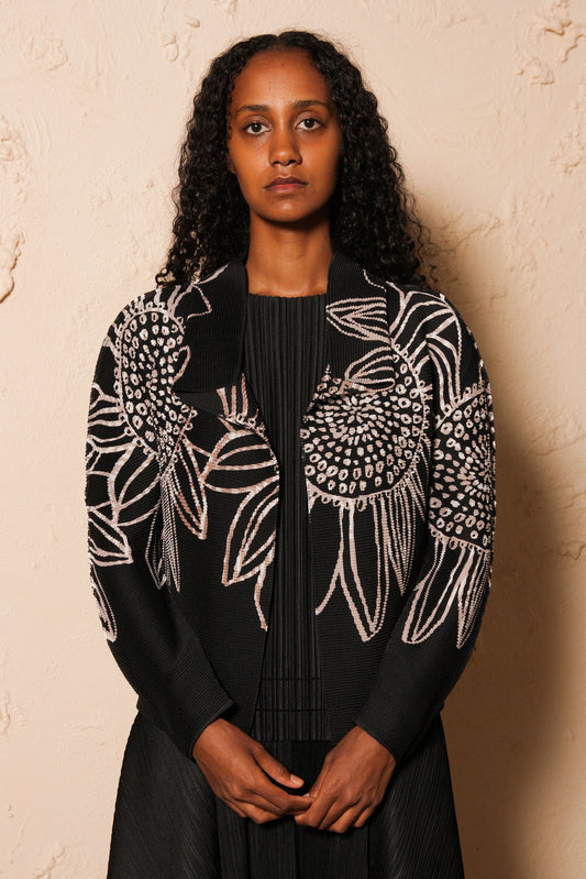 Micropleated Sunflower Cardigan