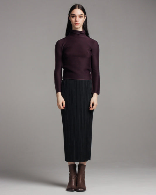 Raisin Longsleeve Micropleat Top