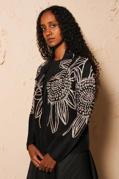 Micropleated Sunflower Cardigan