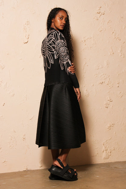 Micropleated Sunflower Cardigan