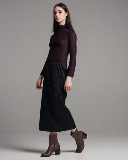 Black Basic Pleated Skirt