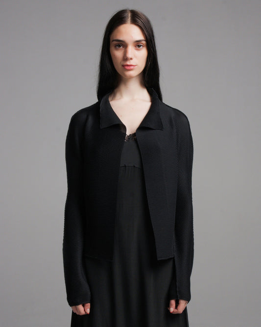 Black Micropleat Cardigan