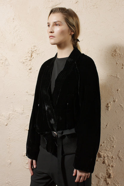 Kimono Black Velvet Bomber