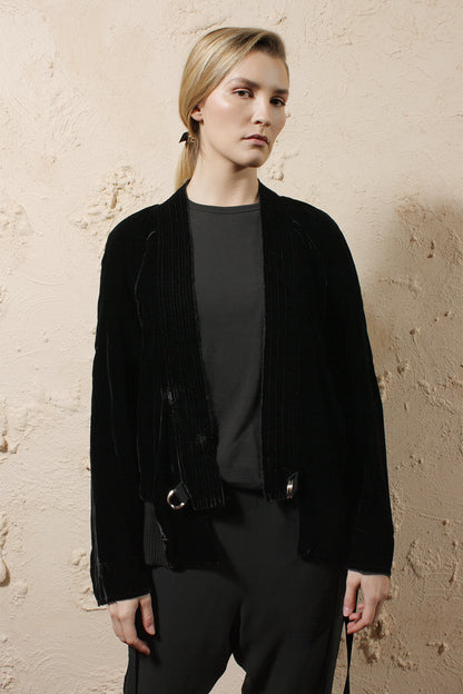 Kimono Black Velvet Bomber