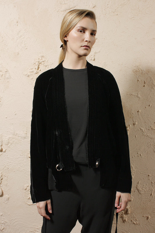 Kimono Black Velvet Bomber