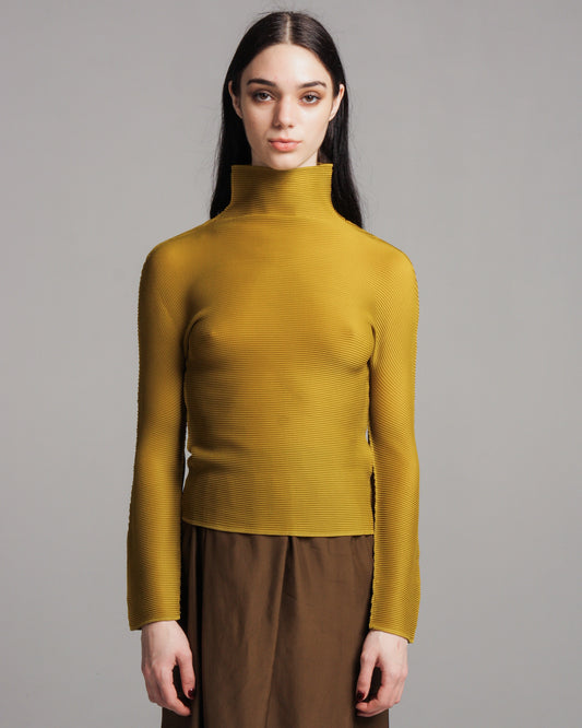 Mustard Longsleeve Micropleat Top