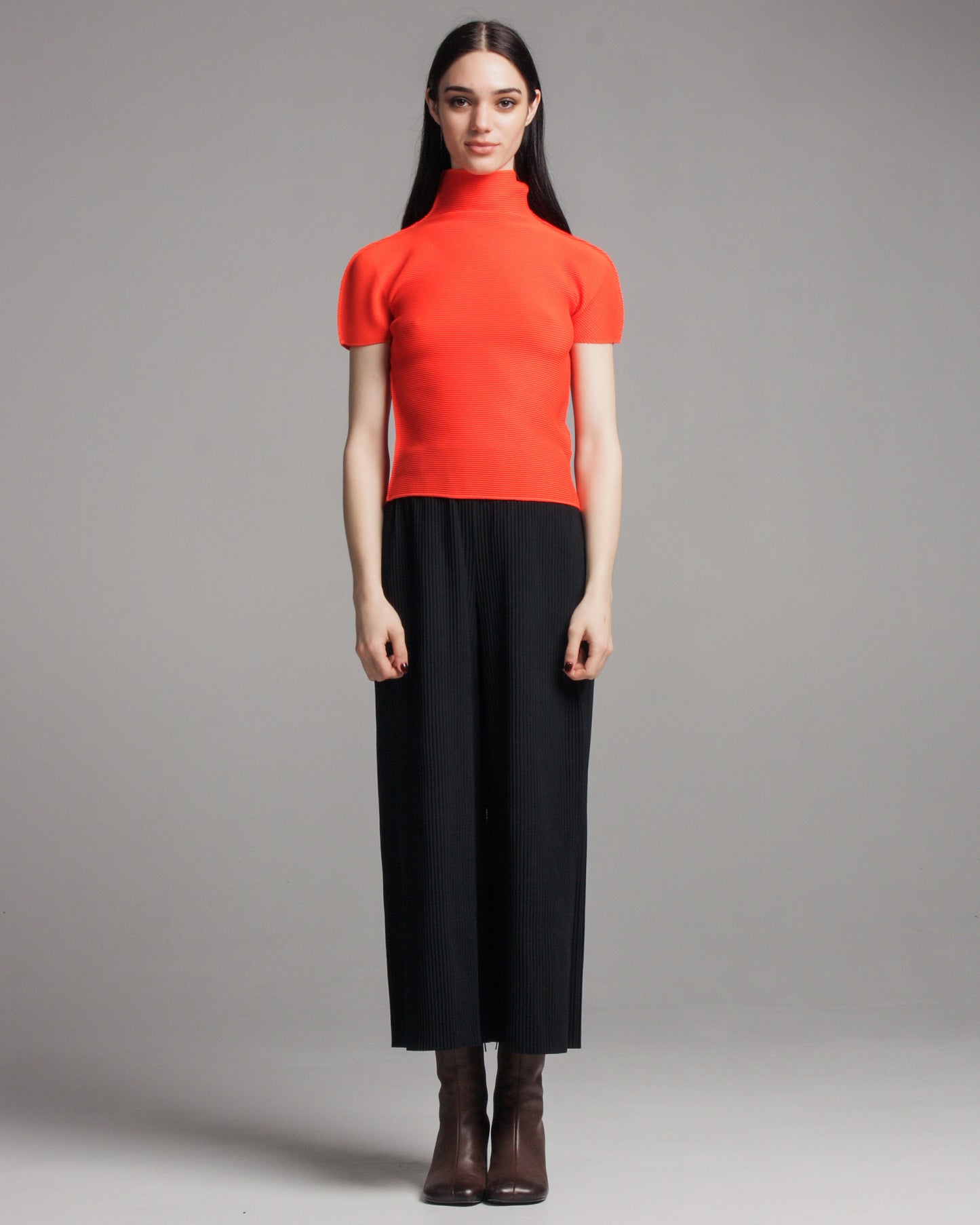 Neon Red Micropleat Tee