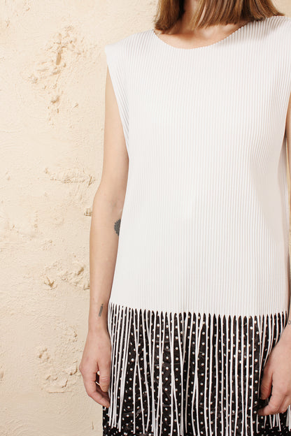 Soft Pleated Fringed Top