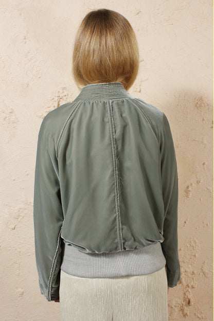 Kimono Sage Velvet Bomber