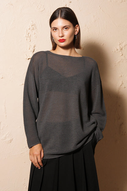 Washi Knit Top Charcoal