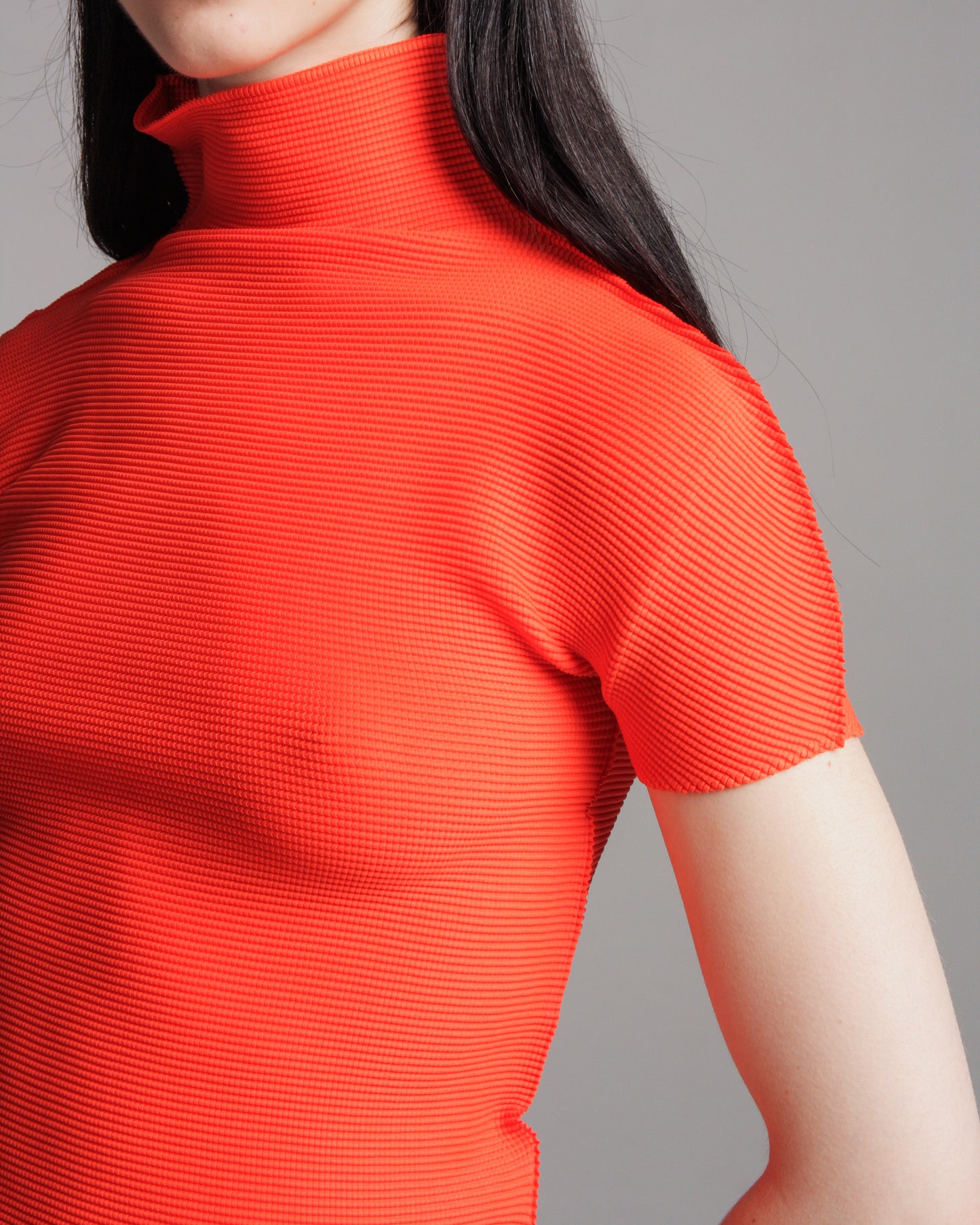 Neon Red Micropleat Tee