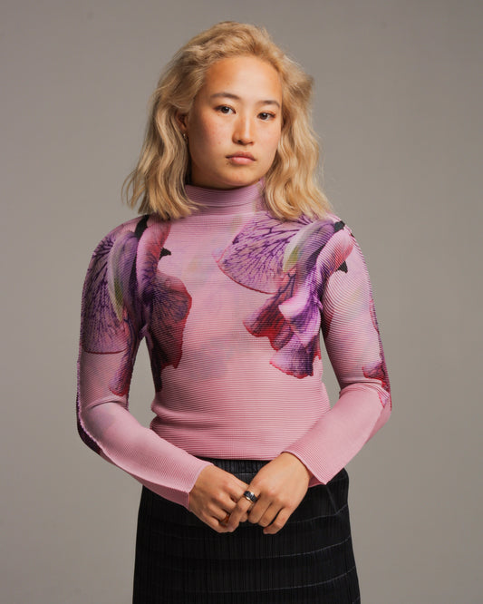 Micropleated Sweet Pea Pink Top