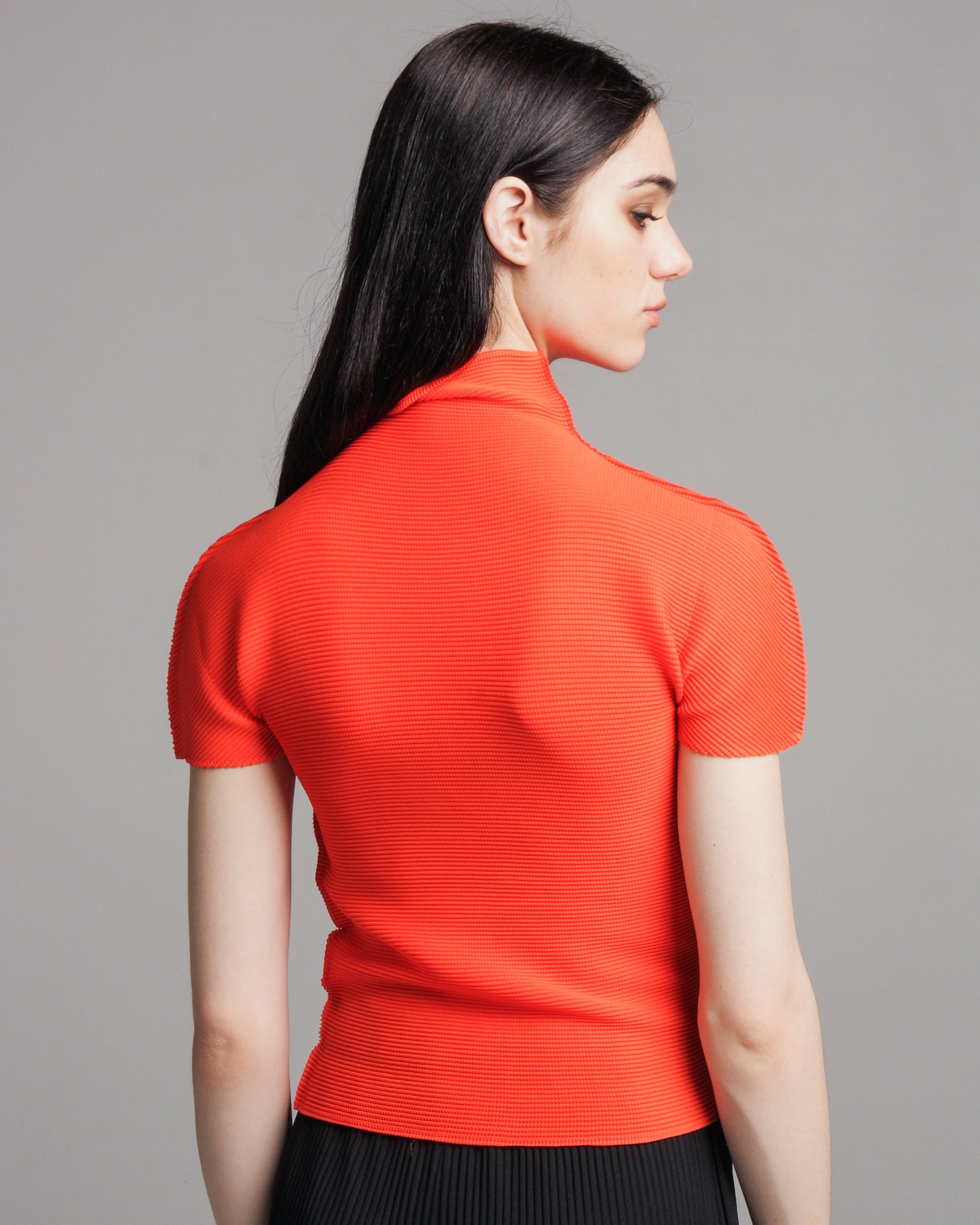 Neon Red Micropleat Tee