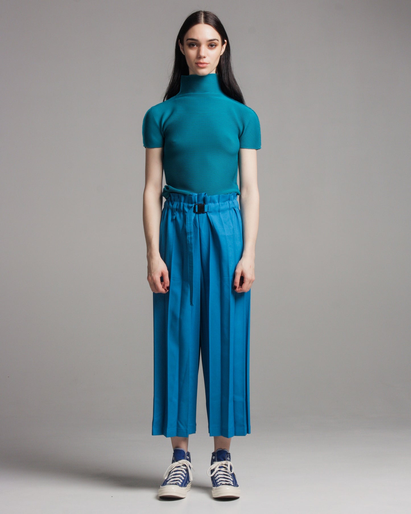 Turquoise Micropleat Tee