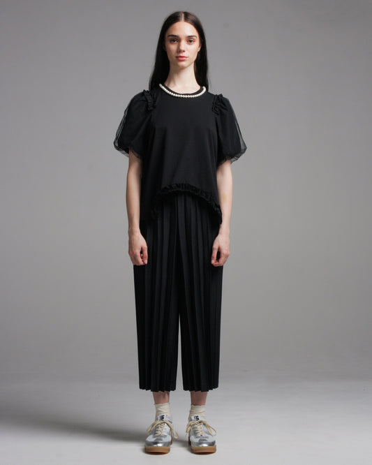 Black Large Pleat Pants