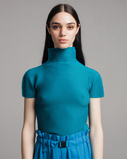 Turquoise Micropleat Tee