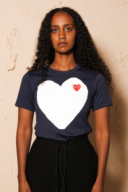 Navy Tee with White Heart