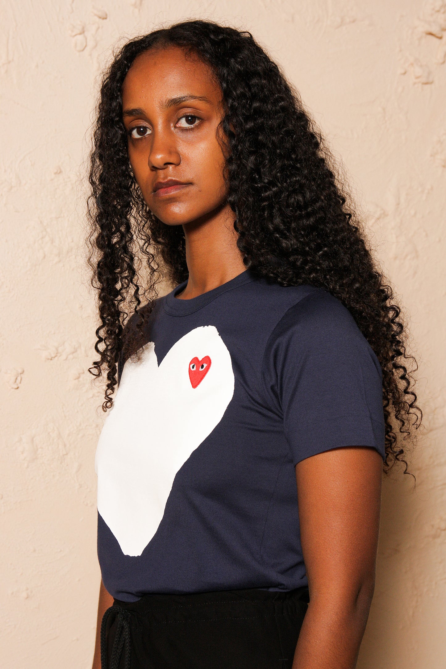 Navy Tee with White Heart