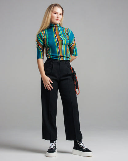 Blue Rainbow Striped Top