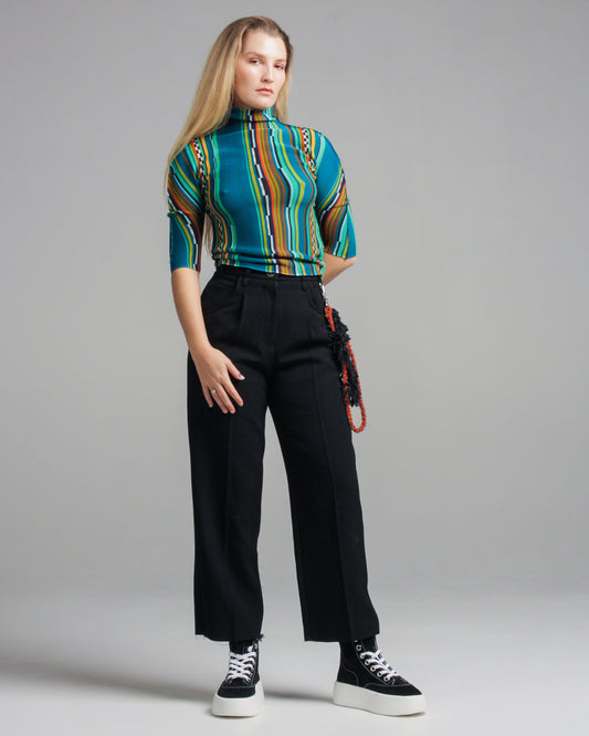 Blue Rainbow Striped Top